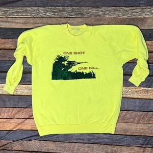 Vintage 80s One Shot One Kill Hunting Hunter 1980s Crewneck Pullover Sweatshirt